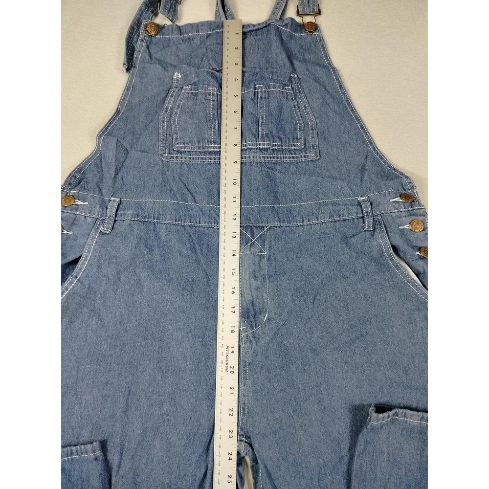 Denim Bibs Overalls Men 40 Blue Bib Adjustable Straps Pockets Stretch Adjustable